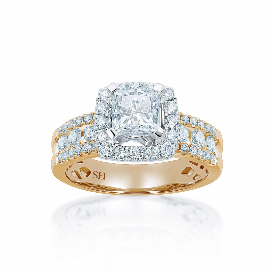 Brilliant Princess Cut halo engagement ring - W0260 (Lab Grown)