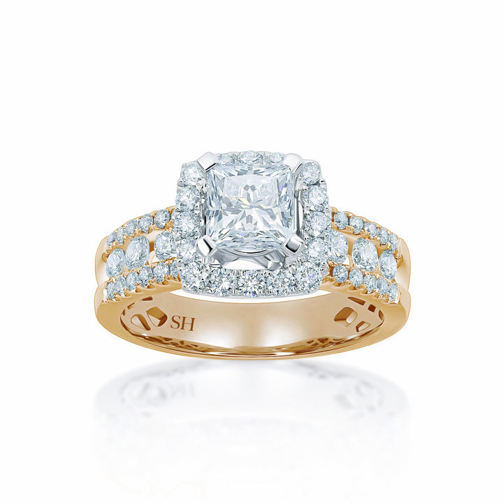 Brilliant Princess Cut halo engagement ring - W0260 (Lab Grown)