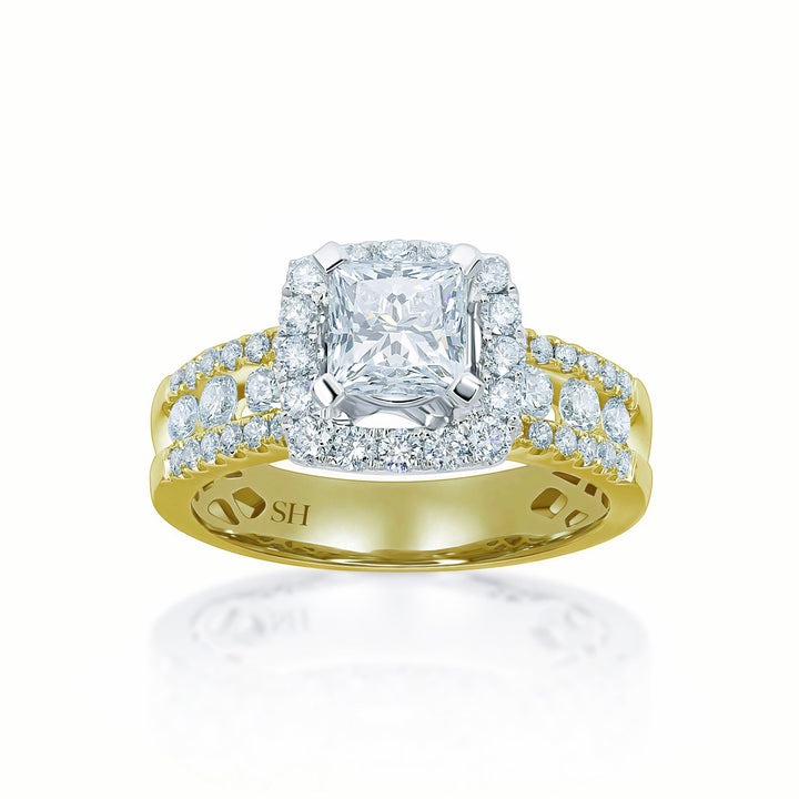 Brilliant Princess Cut halo engagement ring - W0260 (Lab Grown)
