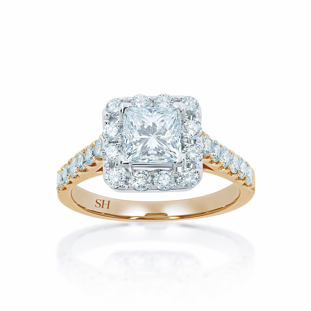 Bright Princess Cut Halo Engagement Ring - W0261 (Lab Grown)