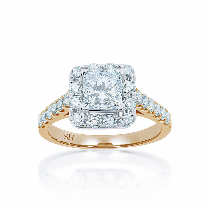Bright Princess Cut Halo Engagement Ring - W0261 (Lab Grown)
