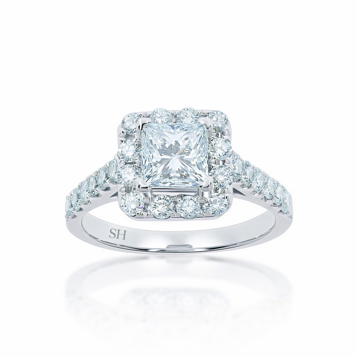 Bright Princess Cut Halo Engagement Ring - W0261 (Lab Grown)