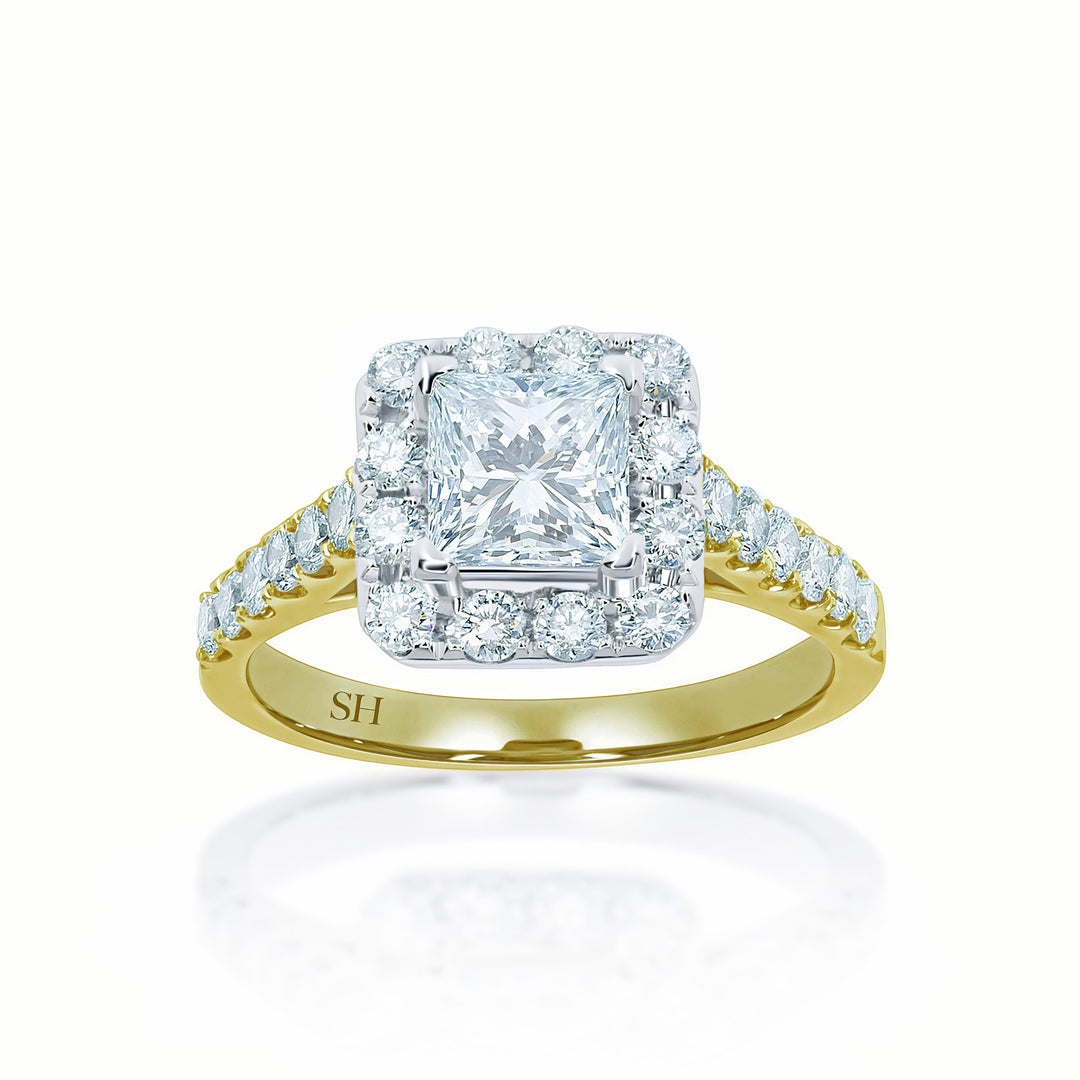 Bright Princess Cut Halo Engagement Ring - W0261 (Lab Grown)