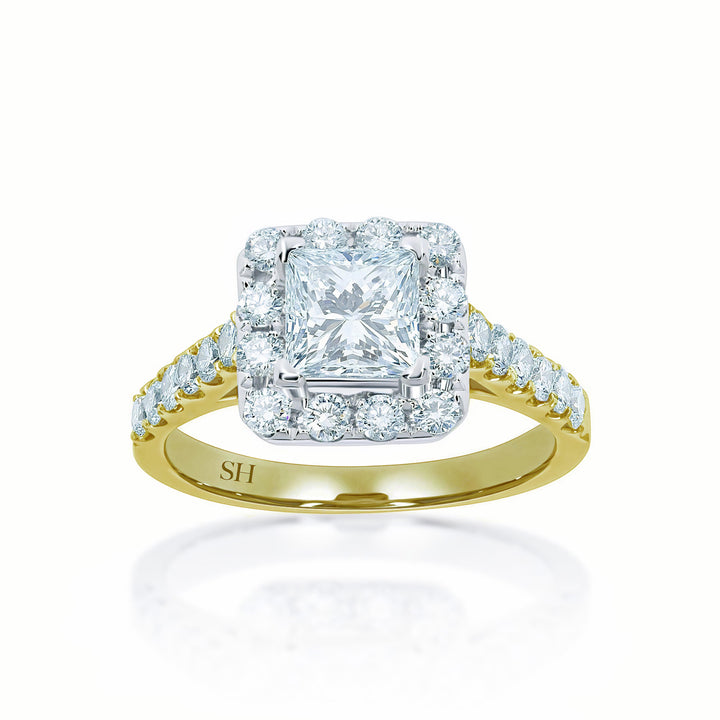 Bright Princess Cut Halo Engagement Ring - W0261 (Lab Grown)
