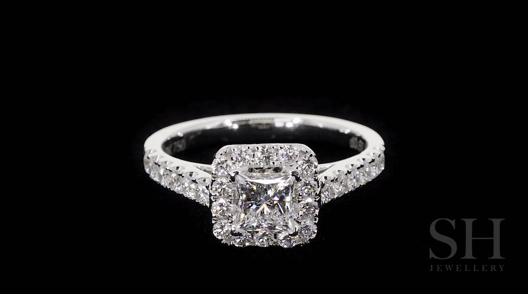 Bright Princess Cut Halo Engagement Ring - W0261 (Lab Grown)
