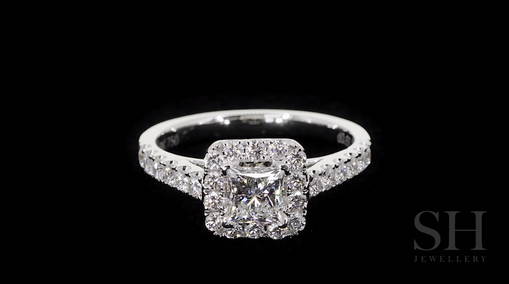 Bright Princess Cut Halo Engagement Ring - W0261 (Lab Grown)
