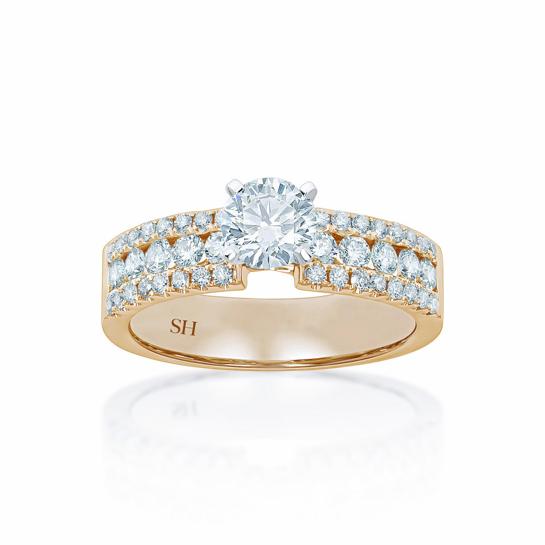 Bold 4-Claw engagement ring with wider diamond band - W0262 (Lab Grown)