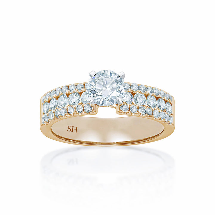 Bold 4-Claw engagement ring with wider diamond band - W0262 (Lab Grown)