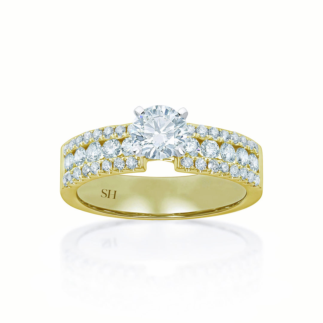 Bold 4-Claw engagement ring with wider diamond band - W0262 (Lab Grown)
