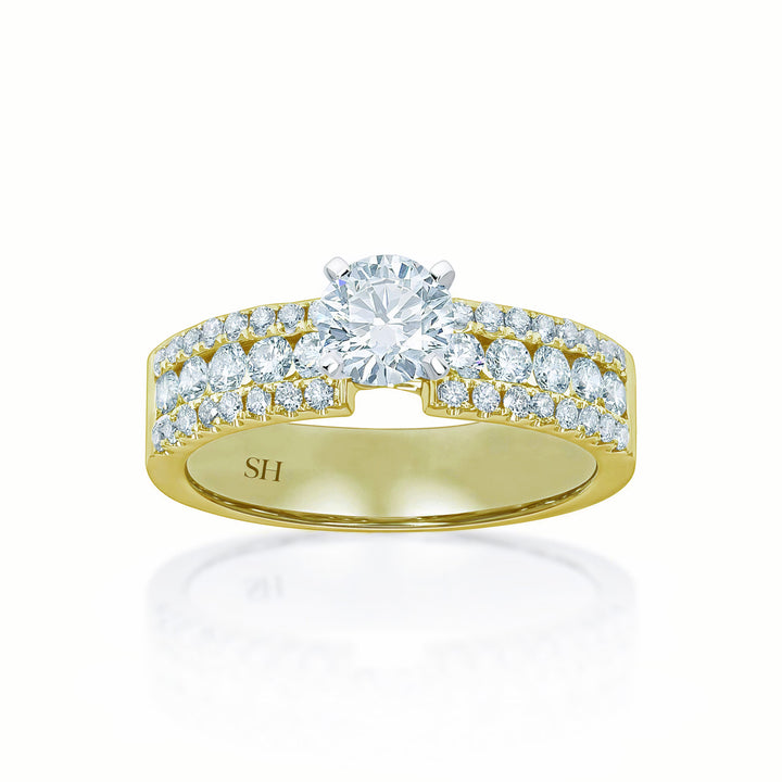 Bold 4-Claw engagement ring with wider diamond band - W0262 (Lab Grown)