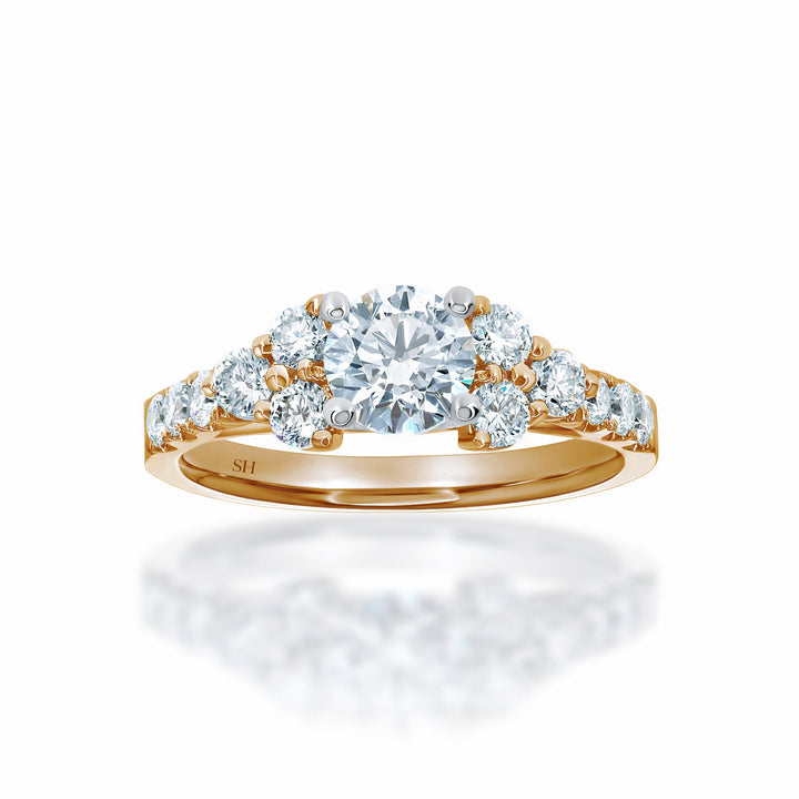 Elegant engagement ring with twin stone shoulders - W0320 (Lab Grown)