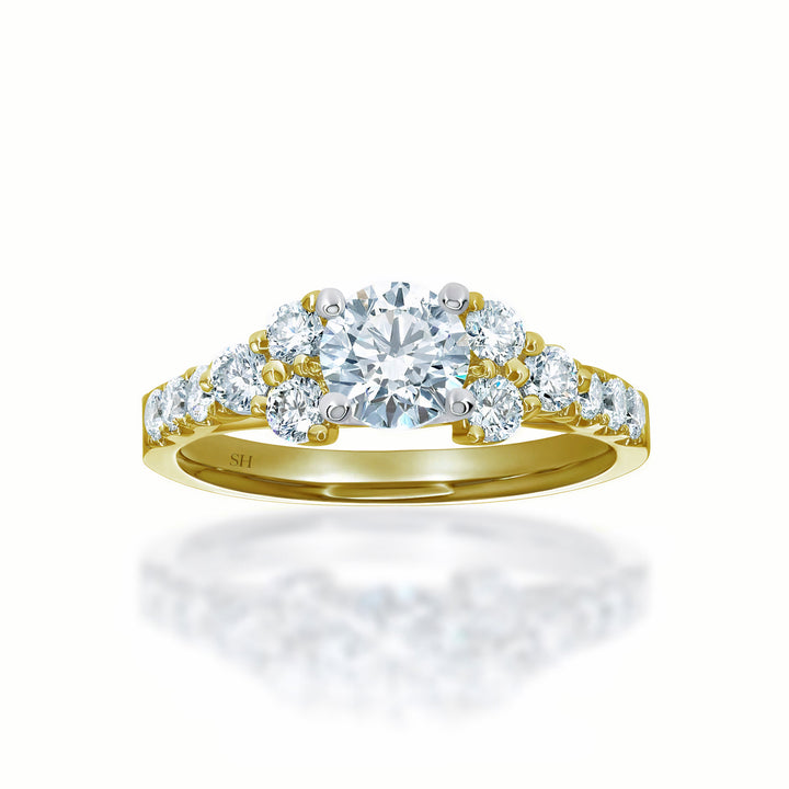 Elegant engagement ring with twin stone shoulders - W0320 (Lab Grown)