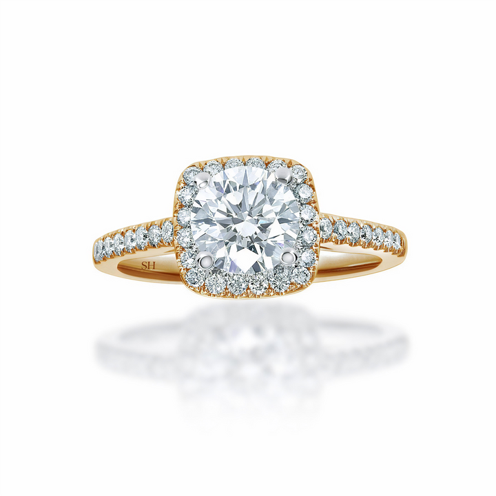Cushion Shaped with thin halo with slim band - W0322 (Lab Grown)