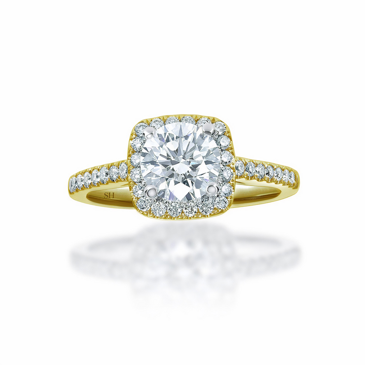 Cushion Shaped with thin halo with slim band - W0322 (Lab Grown)