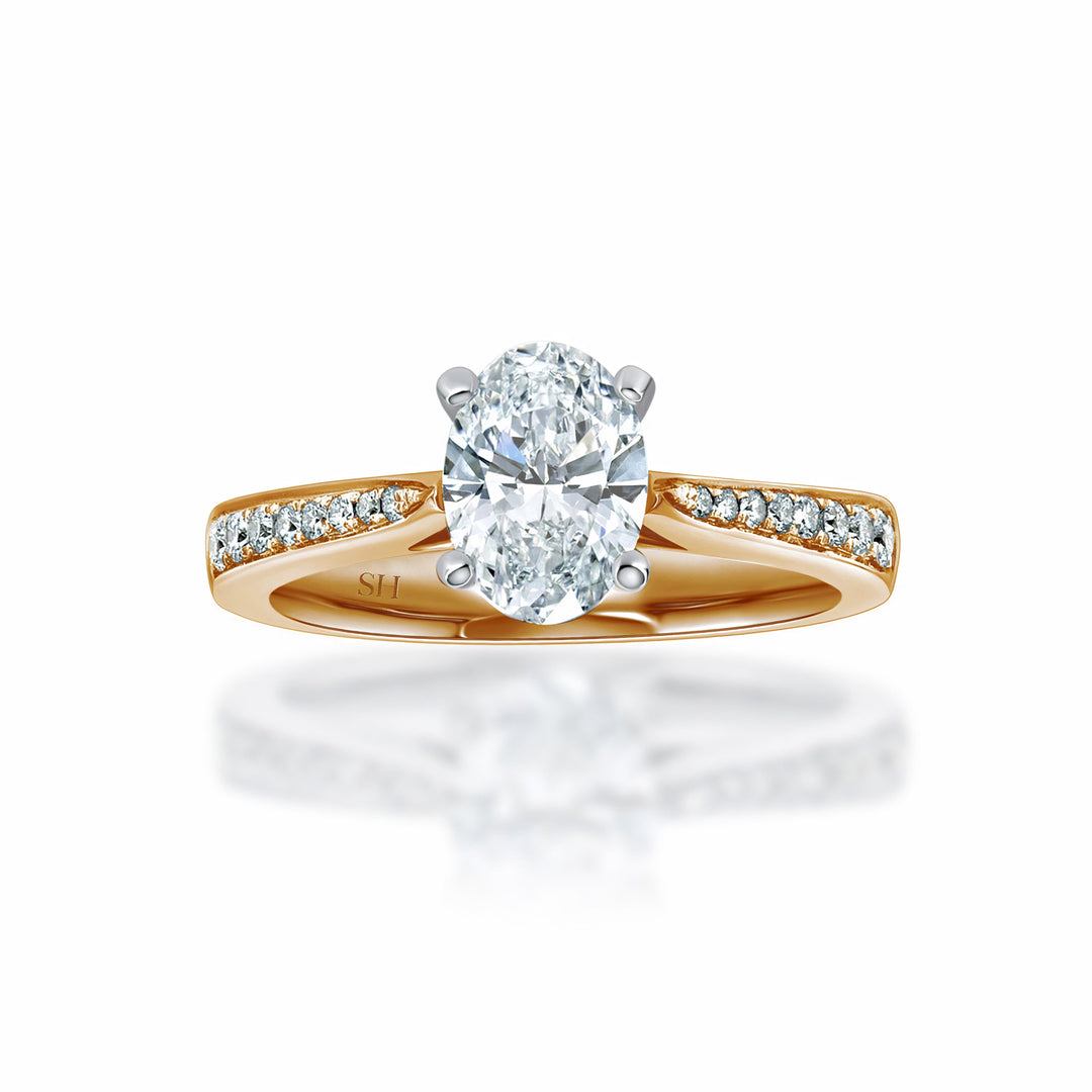Oval Brilliant Cut Diamond Ring with Tapered Band - W0324 (Lab Grown)
