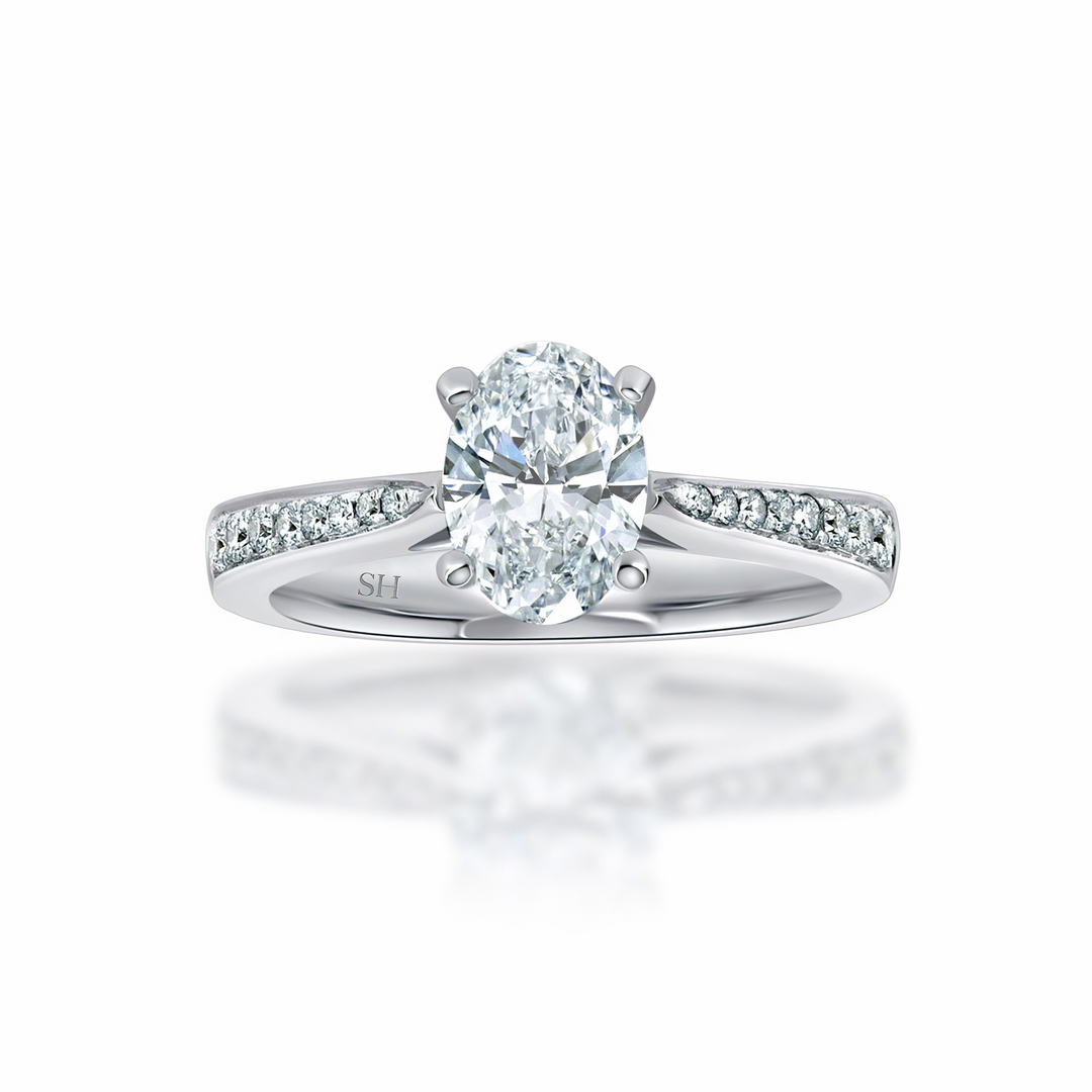 Oval Brilliant Cut Diamond Ring with Tapered Band - W0324 (Lab Grown)