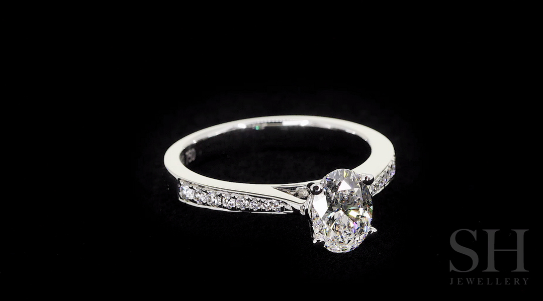 Oval Brilliant Cut Diamond Ring with Tapered Band - W0324 (Lab Grown)