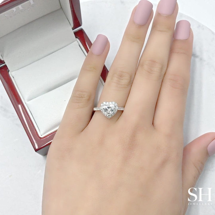 Heavenly Heart Shaped diamond halo ring - W0325 (Lab Grown)