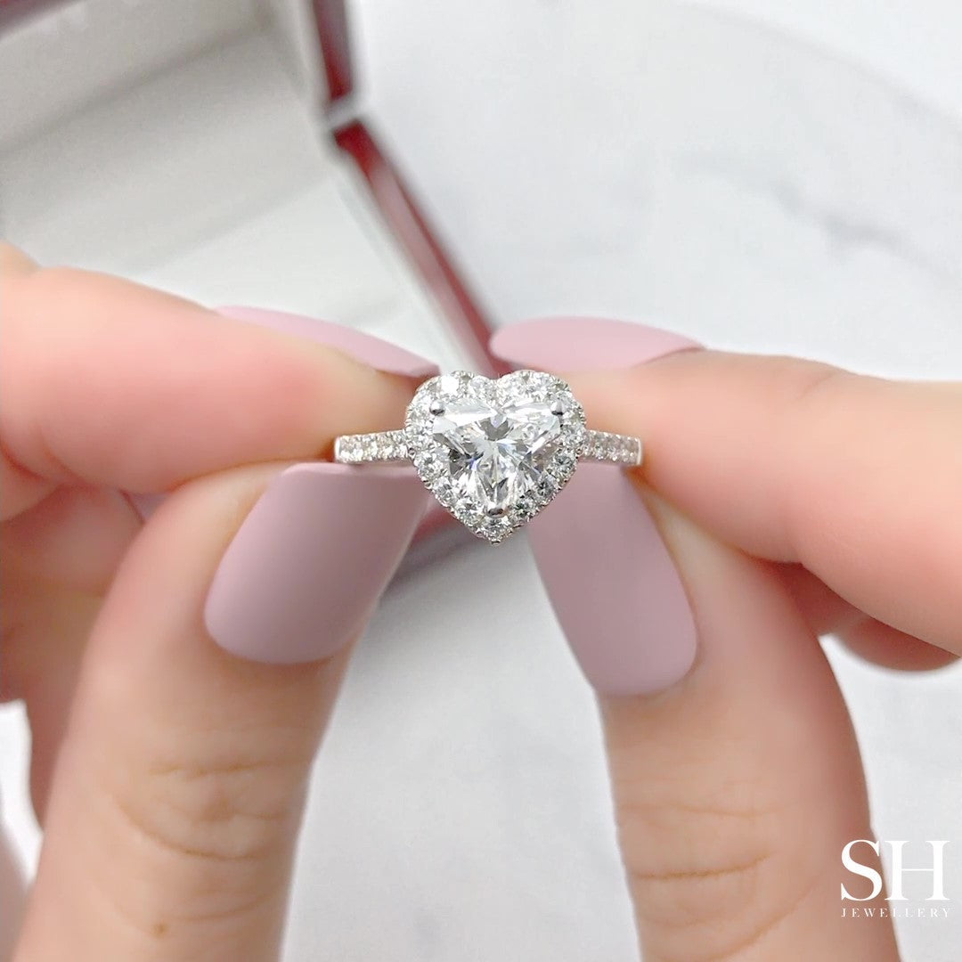 Heavenly Heart Shaped diamond halo ring - W0325 (Lab Grown)