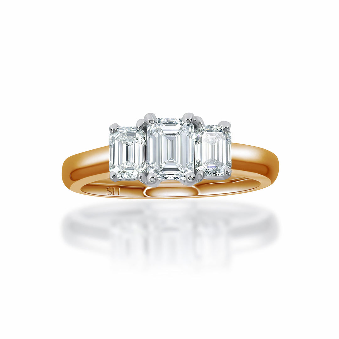 Trilogy Emerald Cut Diamond Ring - W0326 (Lab Grown)