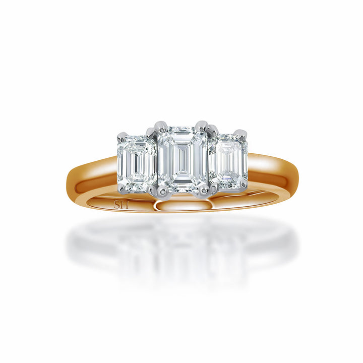 Trilogy Emerald Cut Diamond Ring - W0326 (Lab Grown)