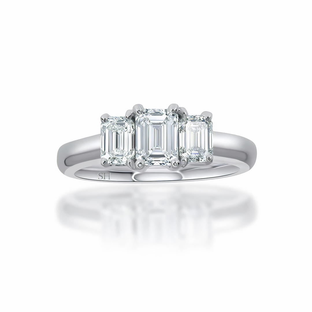 Trilogy Emerald Cut Diamond Ring - W0326 (Lab Grown)