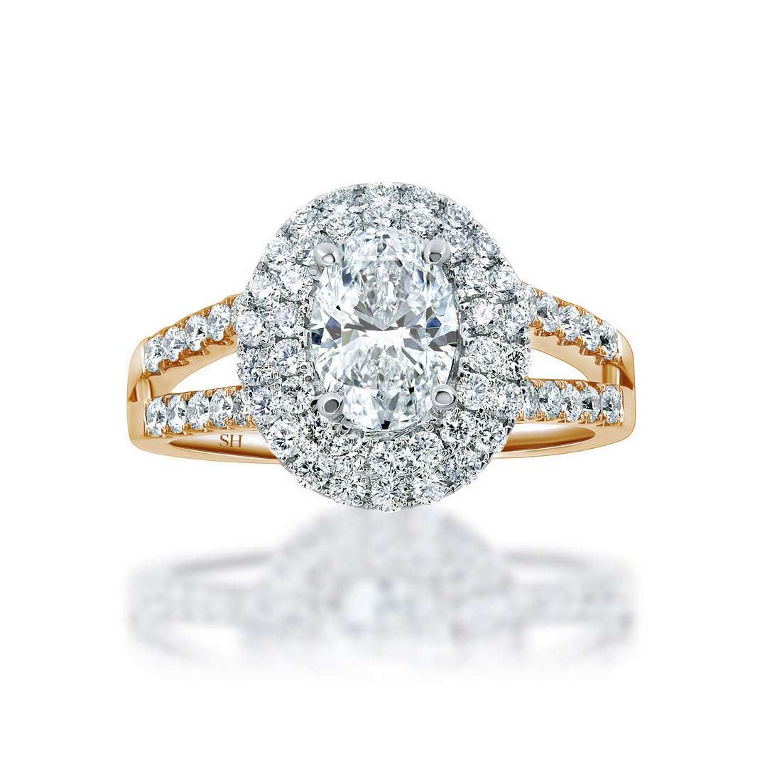 Double Halo Oval Brilliant Cut Engagement Ring - W0329 (Lab Grown)