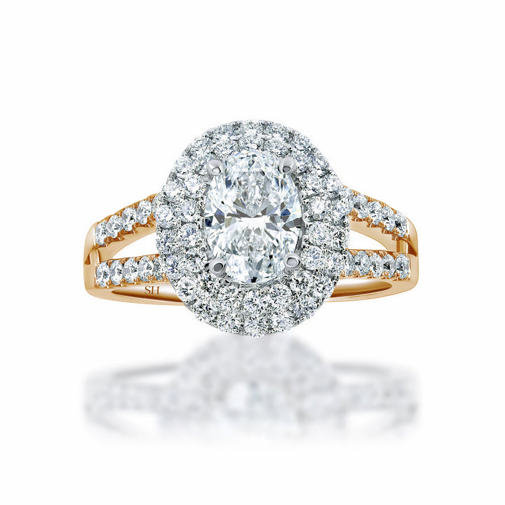 Double Halo Oval Brilliant Cut Engagement Ring - W0329 (Lab Grown)