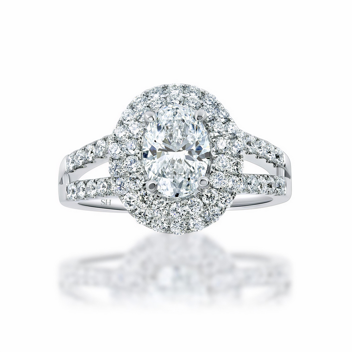 Double Halo Oval Brilliant Cut Engagement Ring - W0329 (Lab Grown)