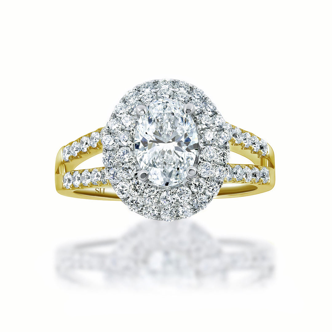 Double Halo Oval Brilliant Cut Engagement Ring - W0329 (Lab Grown)