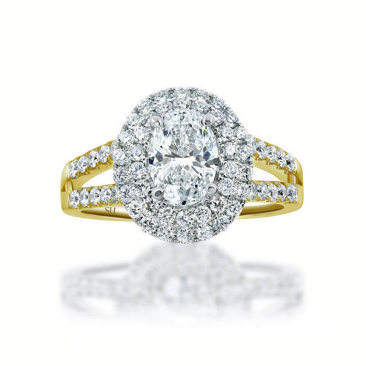 Double Halo Oval Brilliant Cut Engagement Ring - W0329 (Lab Grown)