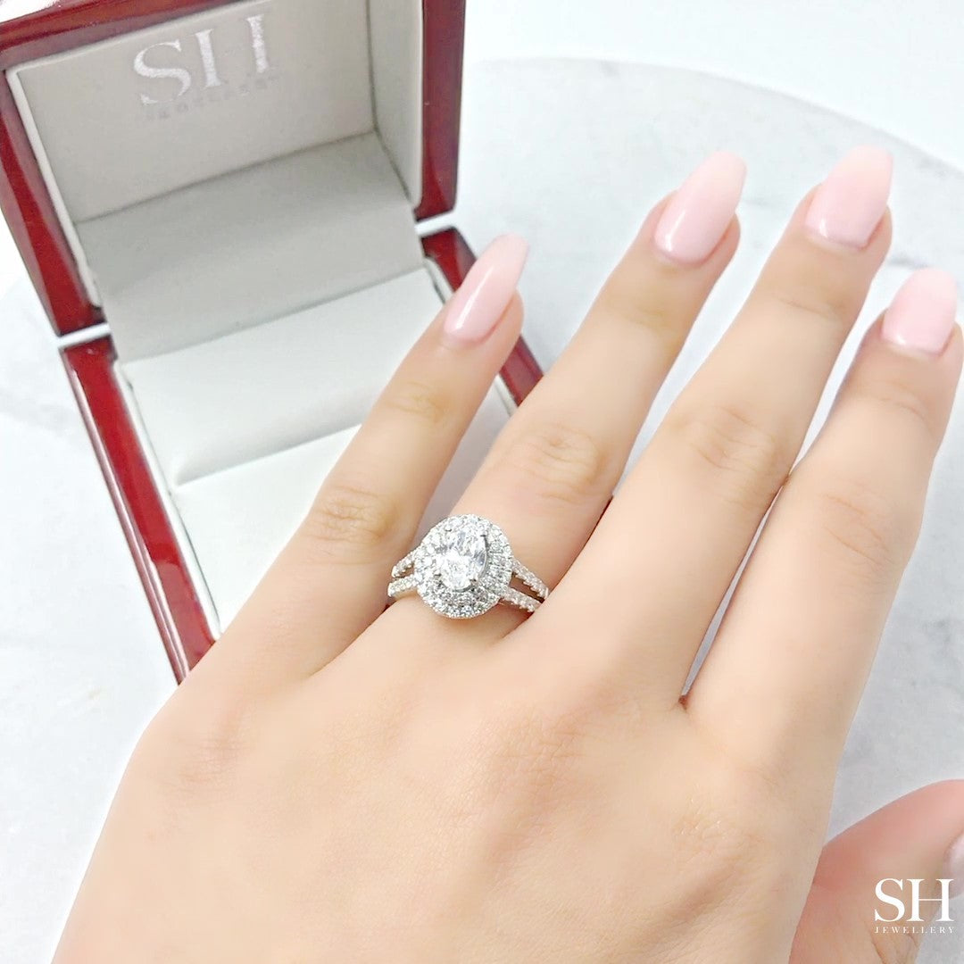 Double Halo Oval Brilliant Cut Engagement Ring - W0329 (Lab Grown)