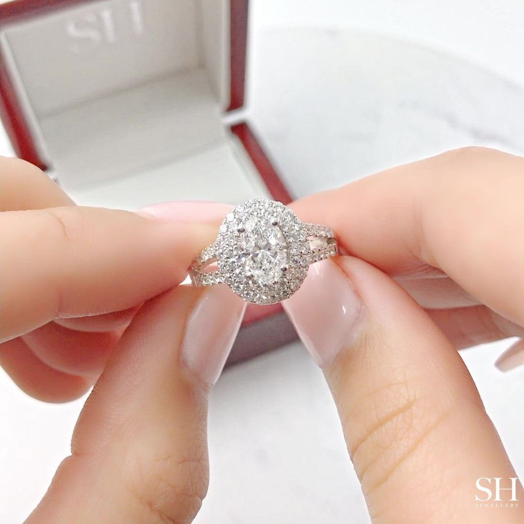 Double Halo Oval Brilliant Cut Engagement Ring - W0329 (Lab Grown)