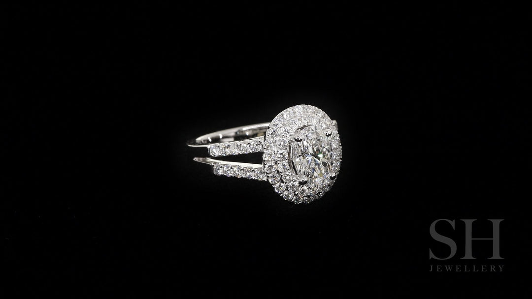 Double Halo Oval Brilliant Cut Engagement Ring - W0329 (Lab Grown)