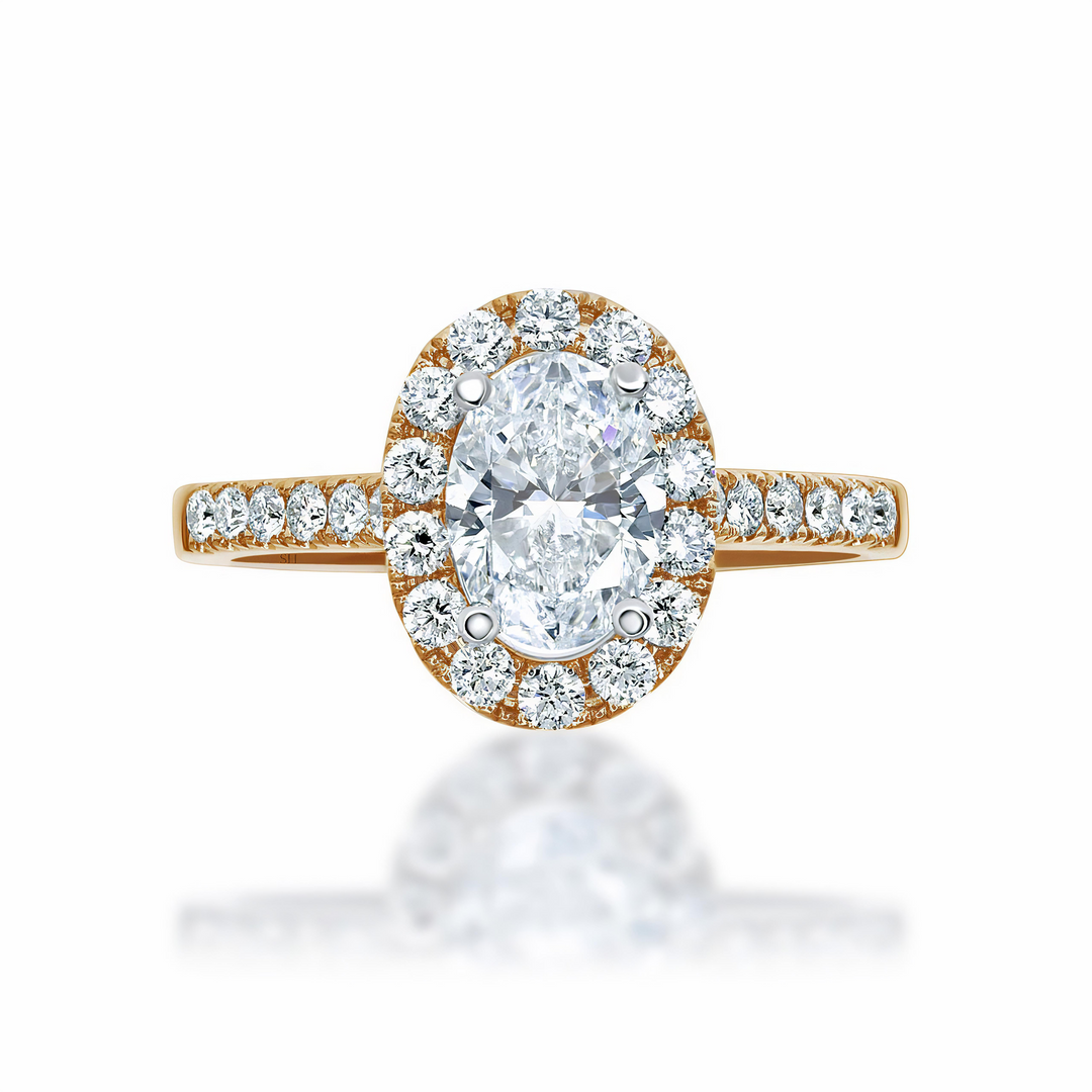 Classic Oval Halo Diamond Engagement Ring - W0330 (Lab Grown)