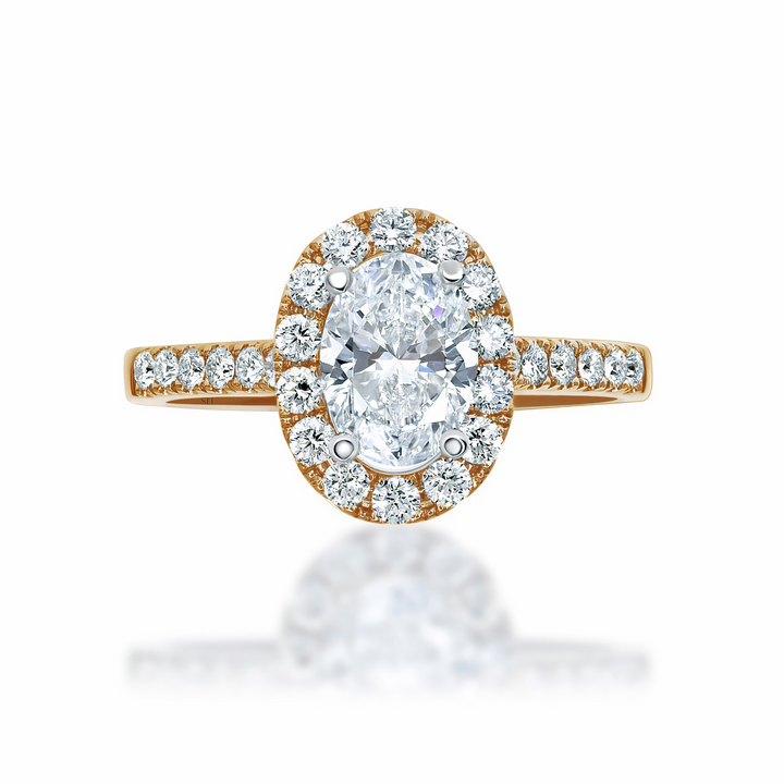 Classic Oval Halo Diamond Engagement Ring - W0330 (Lab Grown)