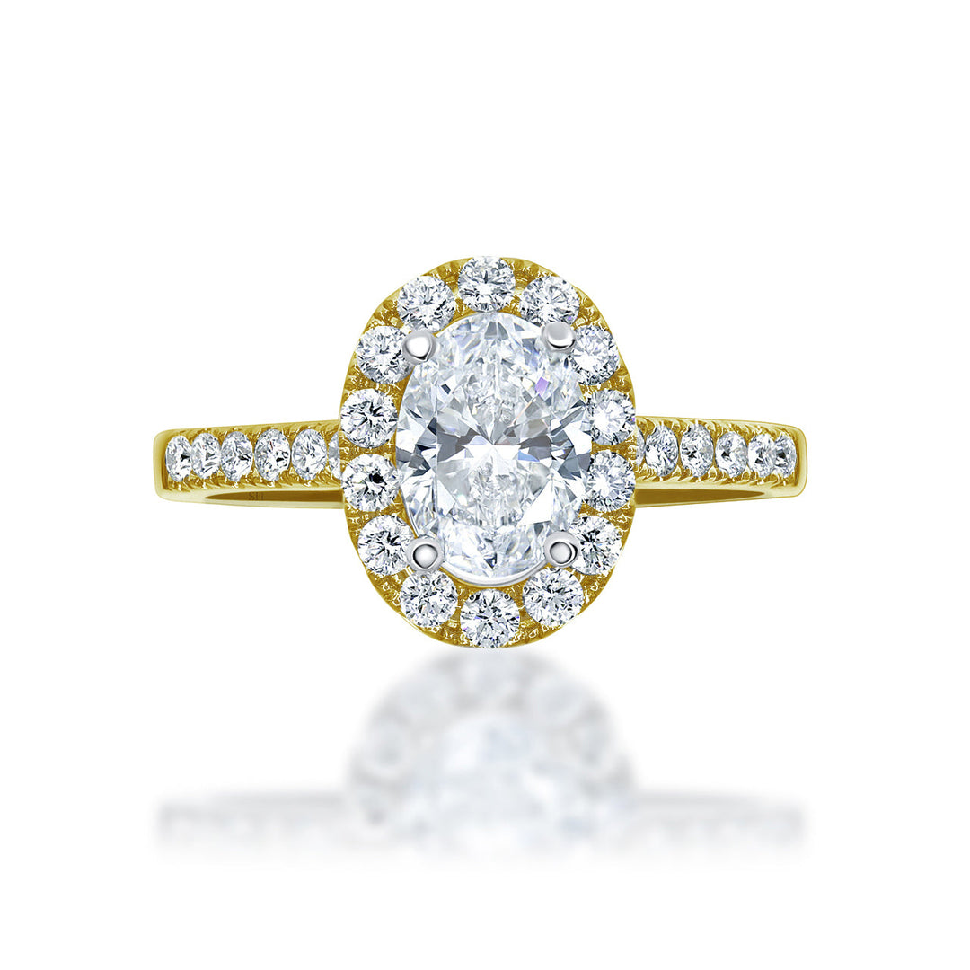 Classic Oval Halo Diamond Engagement Ring - W0330 (Lab Grown)