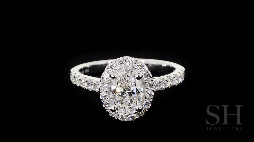Classic Oval Halo Diamond Engagement Ring - W0330 (Lab Grown)