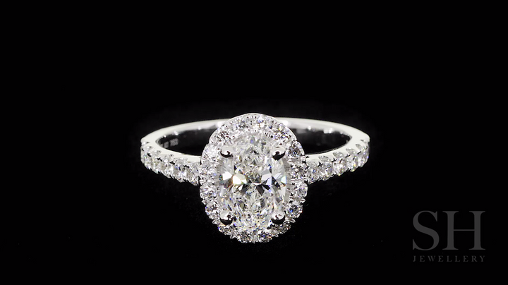 Classic Oval Halo Diamond Engagement Ring - W0330 (Lab Grown)