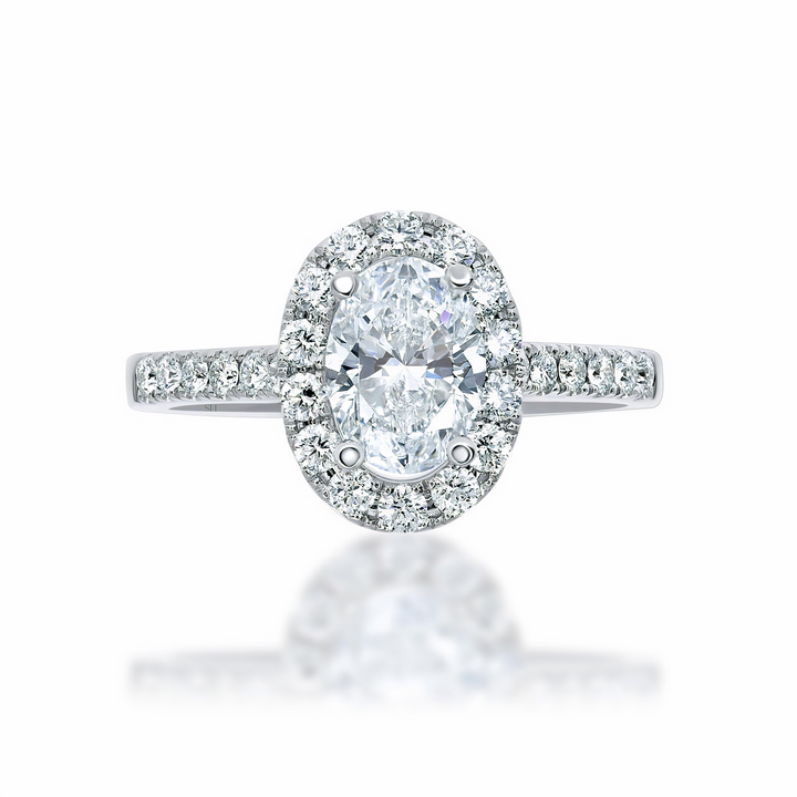 Classic Oval Halo Diamond Engagement Ring - W0330 (Lab Grown)
