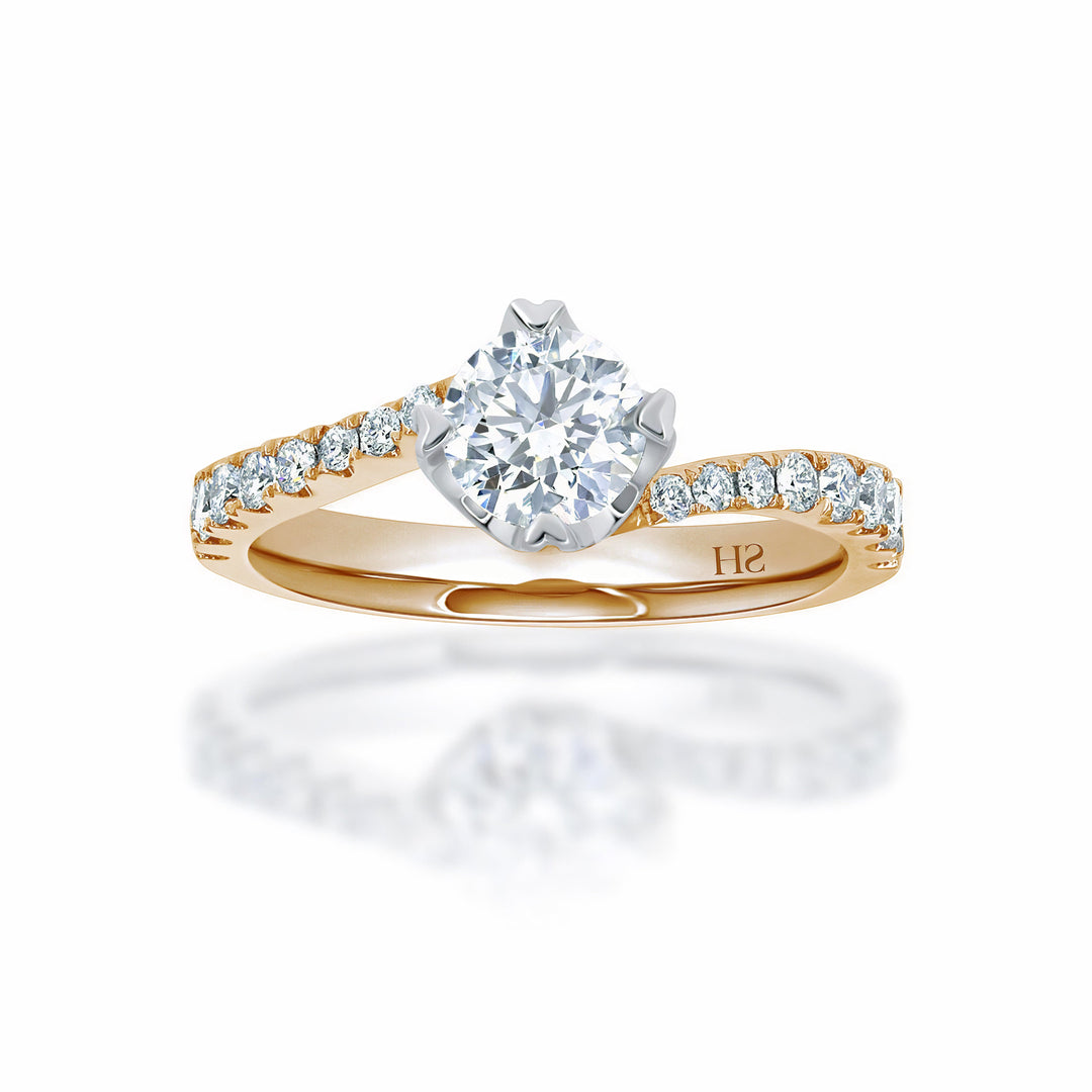 Four claw twist with sweeping shoulder diamonds - W0332 (Lab Grown)