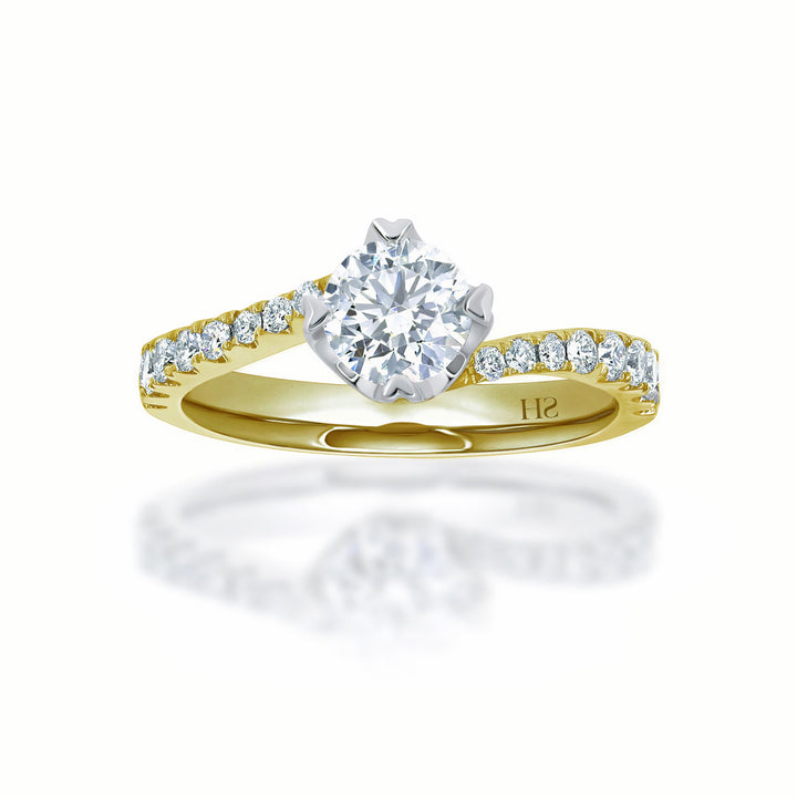 Four claw twist with sweeping shoulder diamonds - W0332 (Lab Grown)