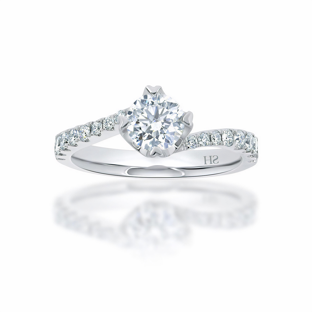 Four claw twist with sweeping shoulder diamonds - W0332 (Lab Grown)