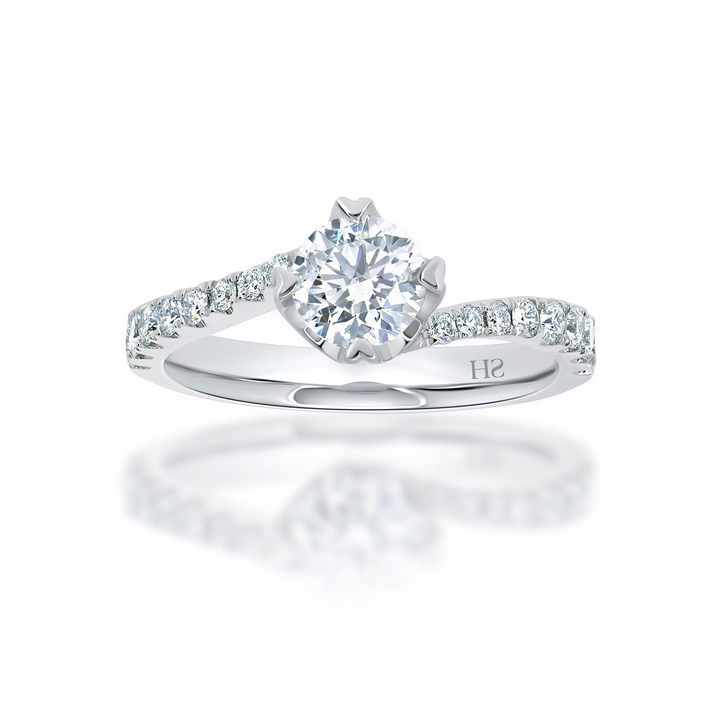 Four claw twist with sweeping shoulder diamonds - W0332 (Lab Grown)