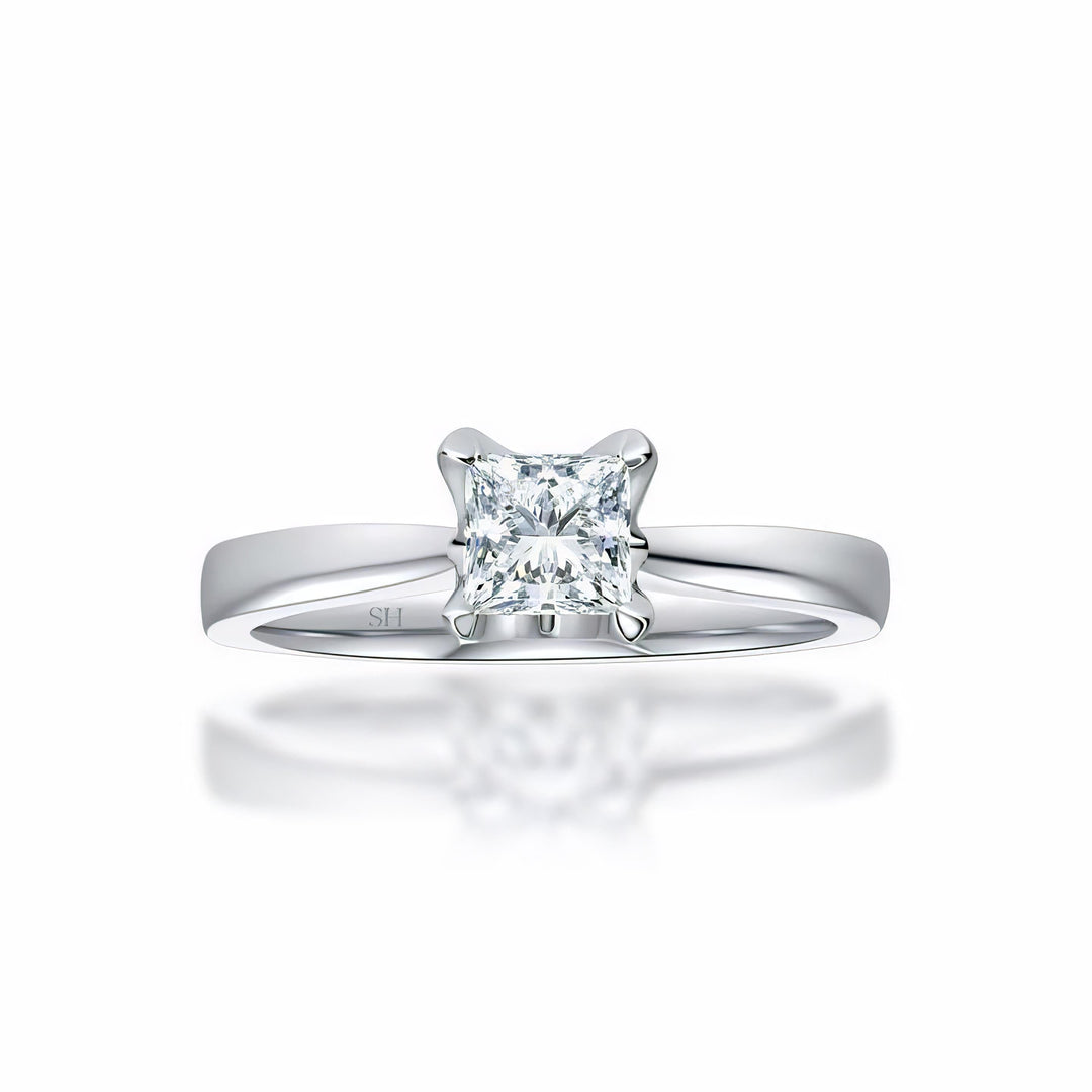 Princess Cut Solitaire in Four Claws - W0334 (Lab Grown)