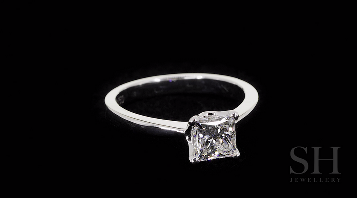 Princess Cut Solitaire in Four Claws - W0334 (Lab Grown)