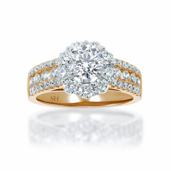 Bold and bright Round halo diamond engagement ring - W0337 (Lab Grown)