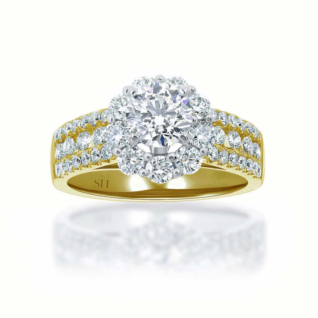 Bold and bright Round halo diamond engagement ring - W0337 (Lab Grown)