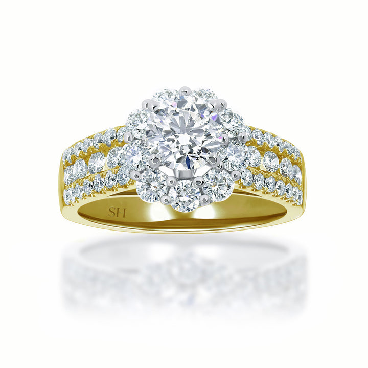 Bold and bright Round halo diamond engagement ring - W0337 (Lab Grown)