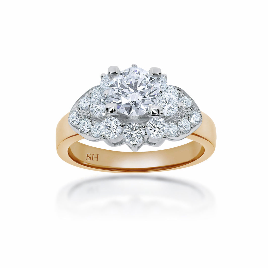 Diamond leaf halo ring - W0346 (Lab Grown)